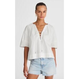 Madewell | NWT Poplin Lace-Up Top White | Sz M